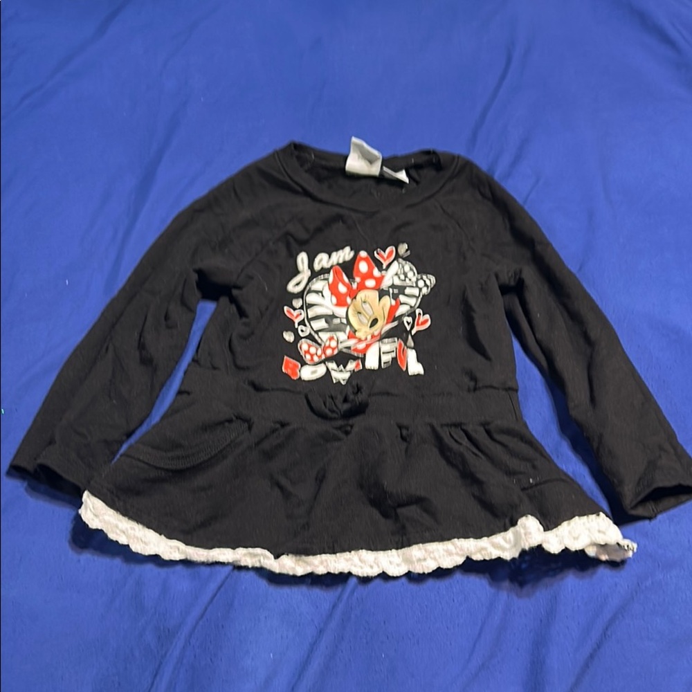 Disney Black and White Long Sleeve Tee with Cartoon Graphic